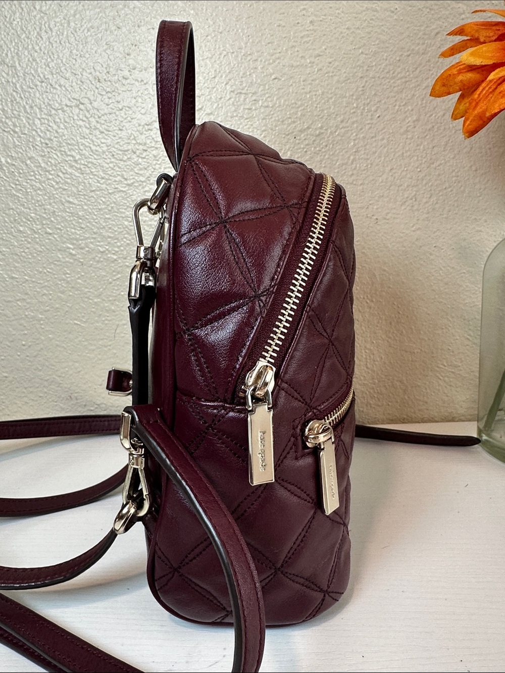 kate spade Quilted Wine Leather Mini Backpack - Picture 4 of 11